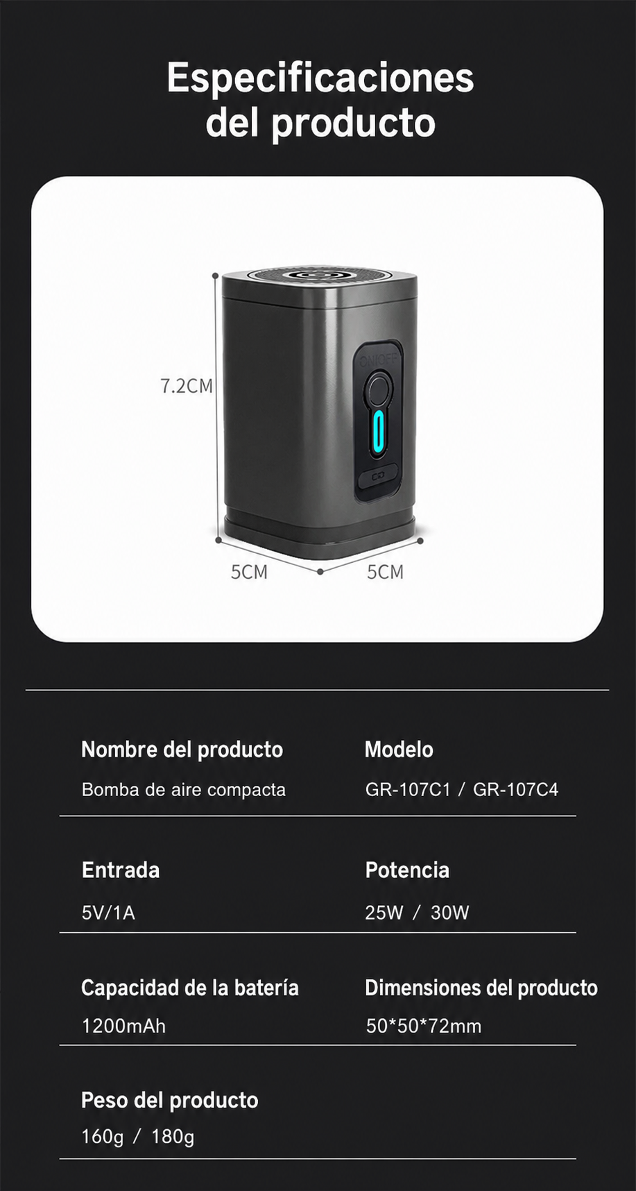 Bomba de Aire Inalámbrica USB para Camping - 13