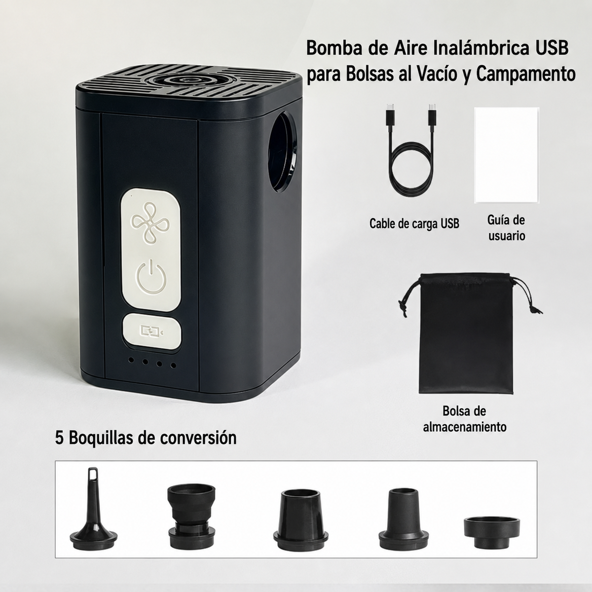 Bomba de Aire Inalámbrica USB para Camping - 10