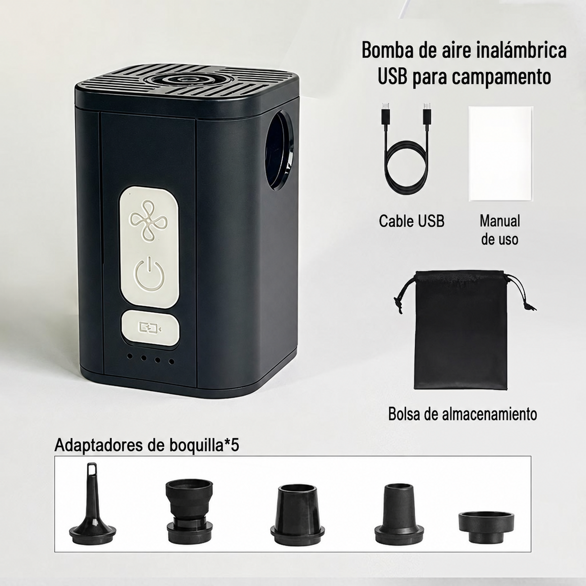 Bomba de Aire Inalámbrica USB para Camping