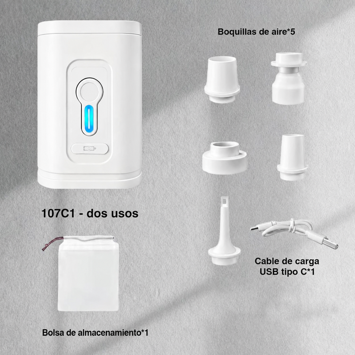 Bomba de Aire Inalámbrica USB para Camping