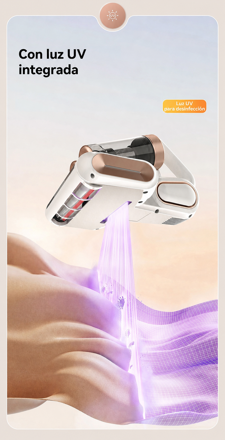 Aspiradora anti-ácaros UV con cepillo rodante inalámbrica - 12