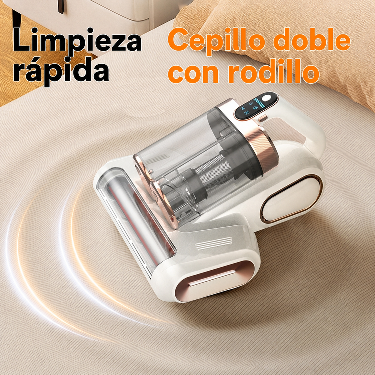 Aspiradora anti-ácaros UV con cepillo rodante inalámbrica - 1