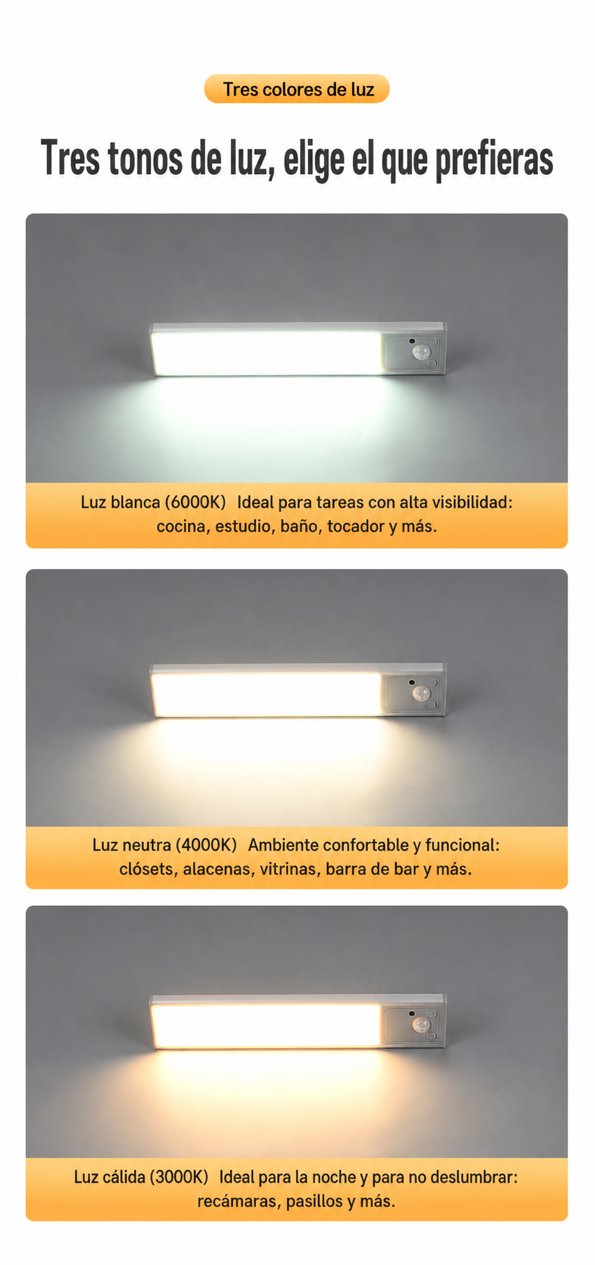 Luz LED sensor de movimiento recargable - 10