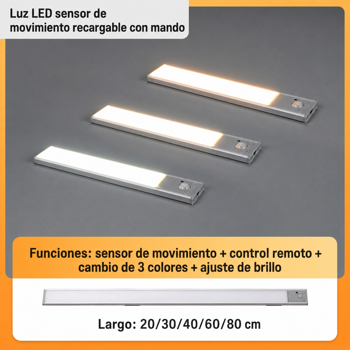Luz LED sensor de movimiento recargable - 6