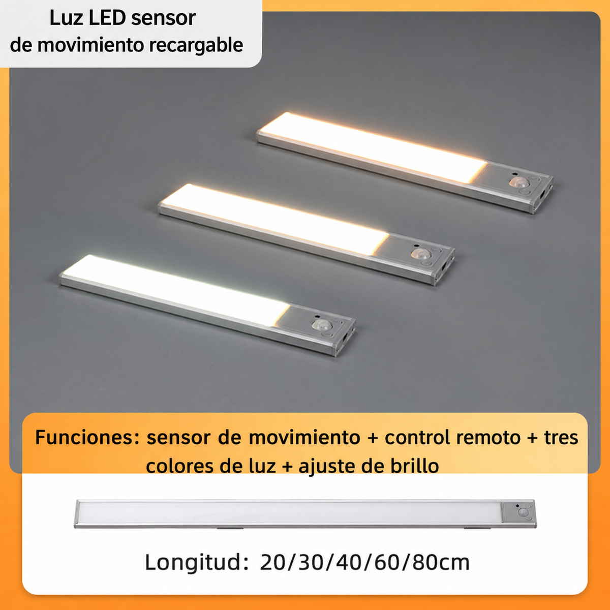 Luz LED sensor de movimiento recargable