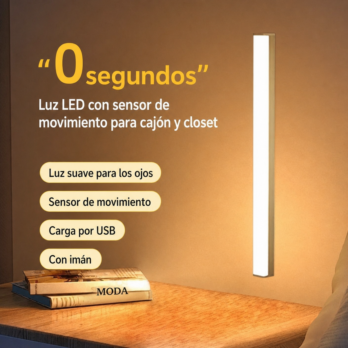 Luz LED Sensor Movimiento para Cajón y Closet - 1