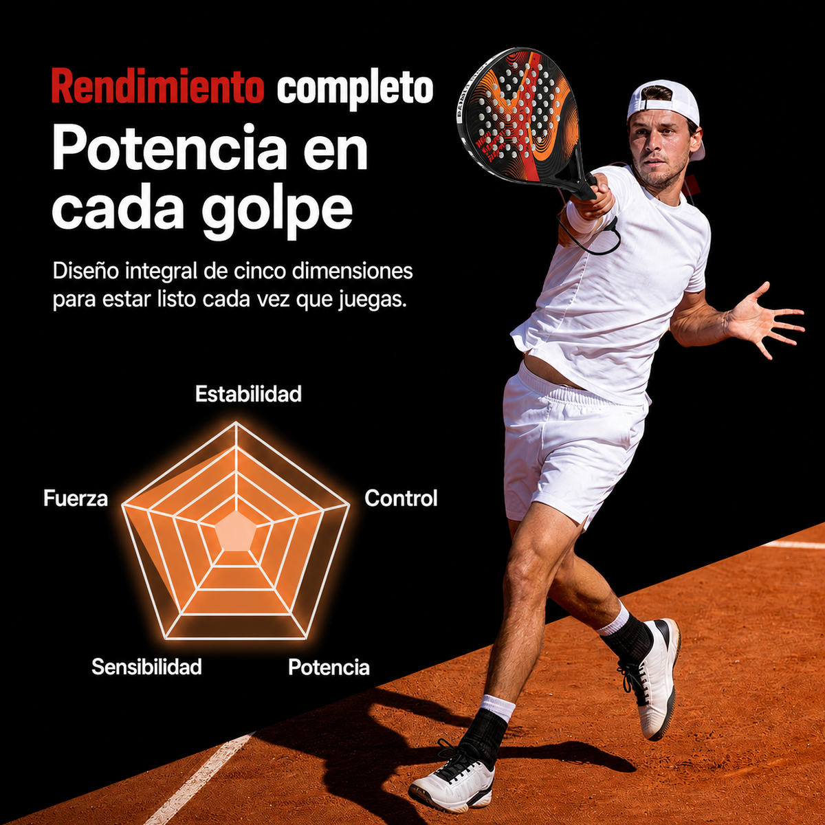 Pala de Pádel con marco de Carbono - 3
