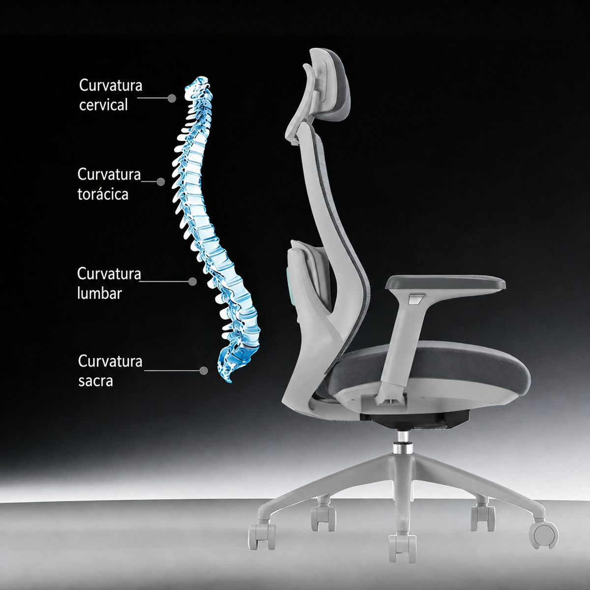 Silla de oficina ergonómica con masaje y reclinable - 3