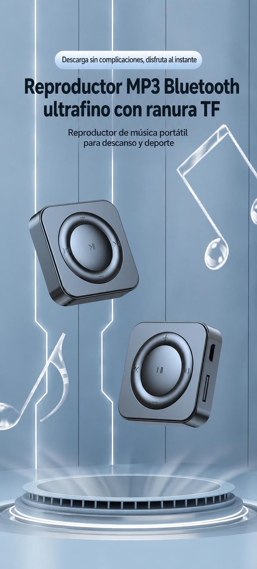 Reproductor MP3 Bluetooth ultrafino con ranura TF - 6