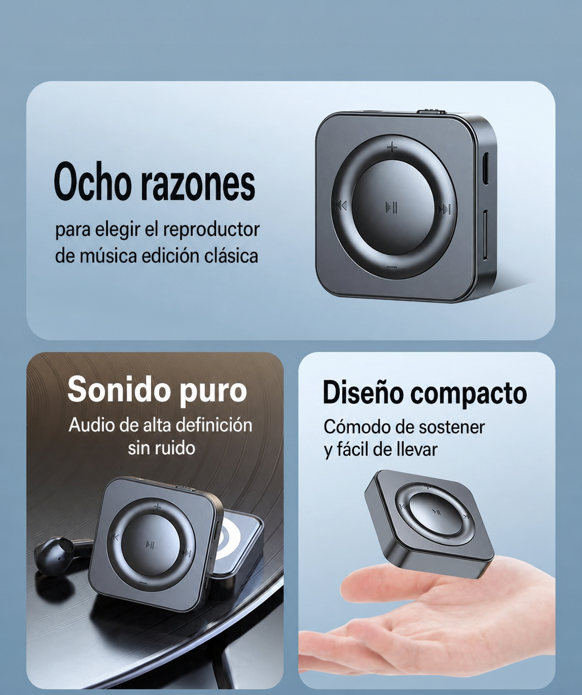 Reproductor MP3 Bluetooth ultrafino con ranura TF - 7