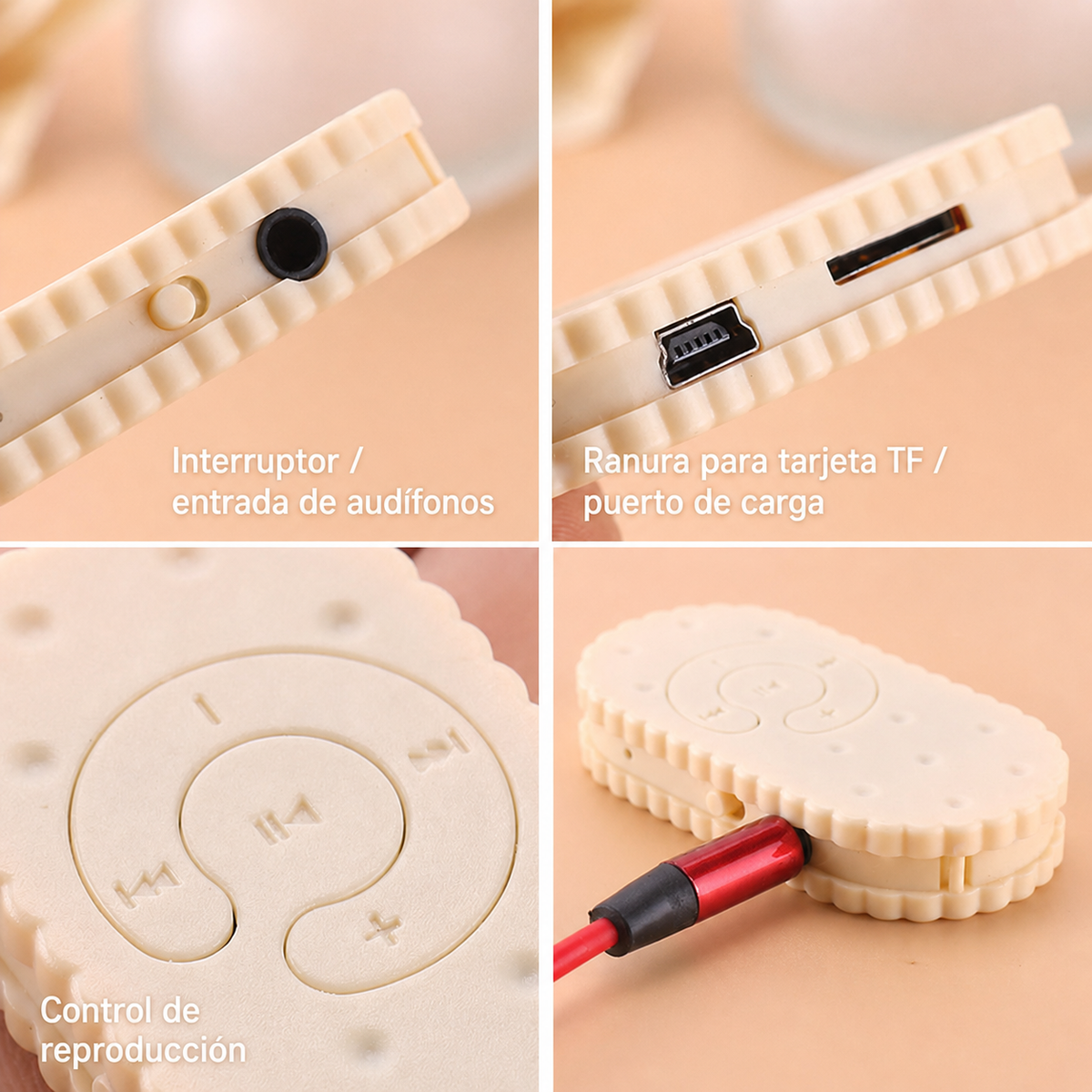 Reproductor MP3 Mini Clip Forma de Galleta con Tarjeta TF - 12