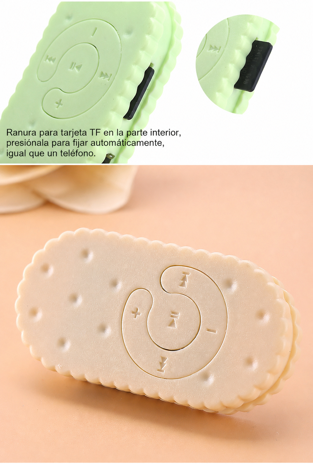 Reproductor MP3 Mini Clip Forma de Galleta con Tarjeta TF - 13
