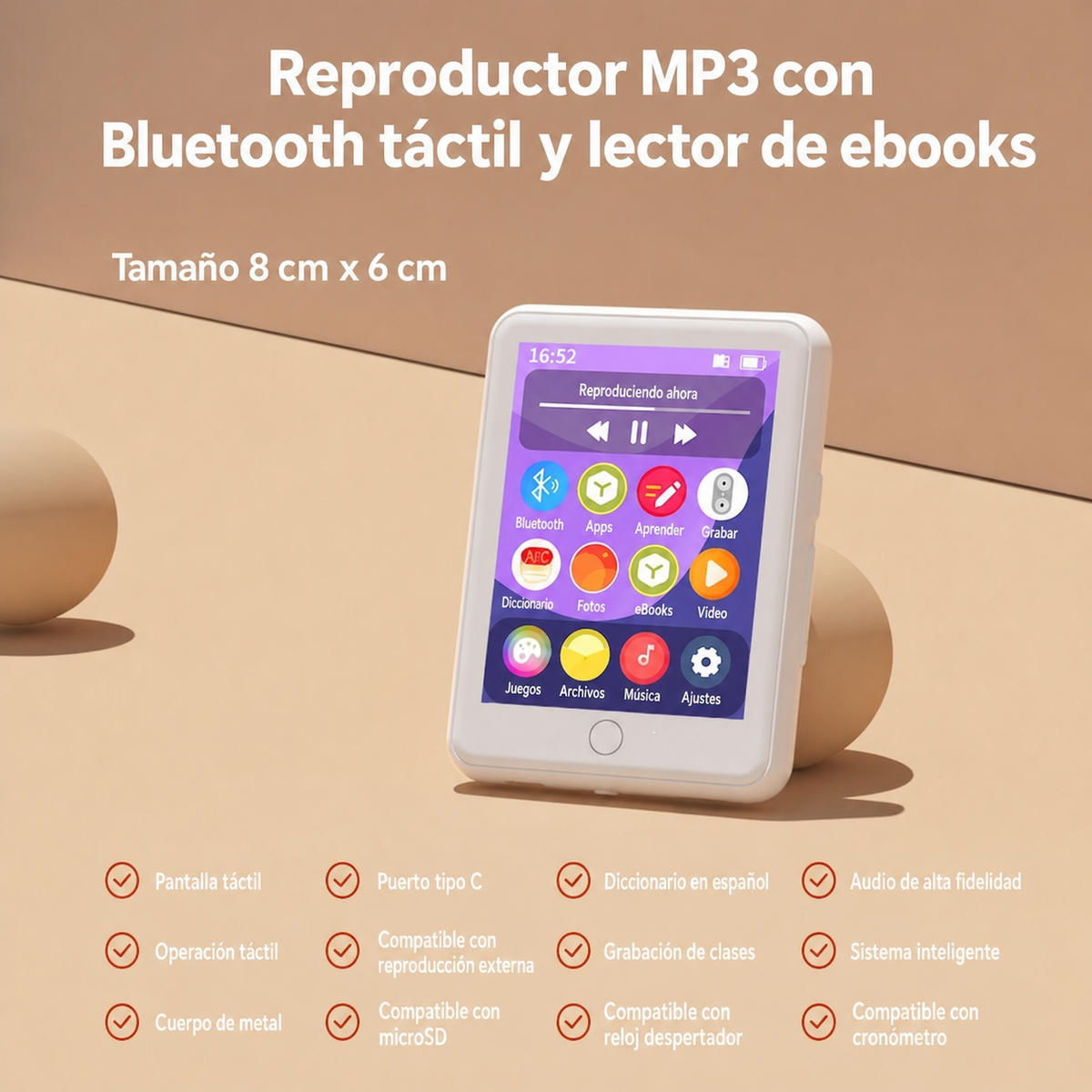 Reproductor MP3 táctil y lector de ebooks | Bluetooth - 2