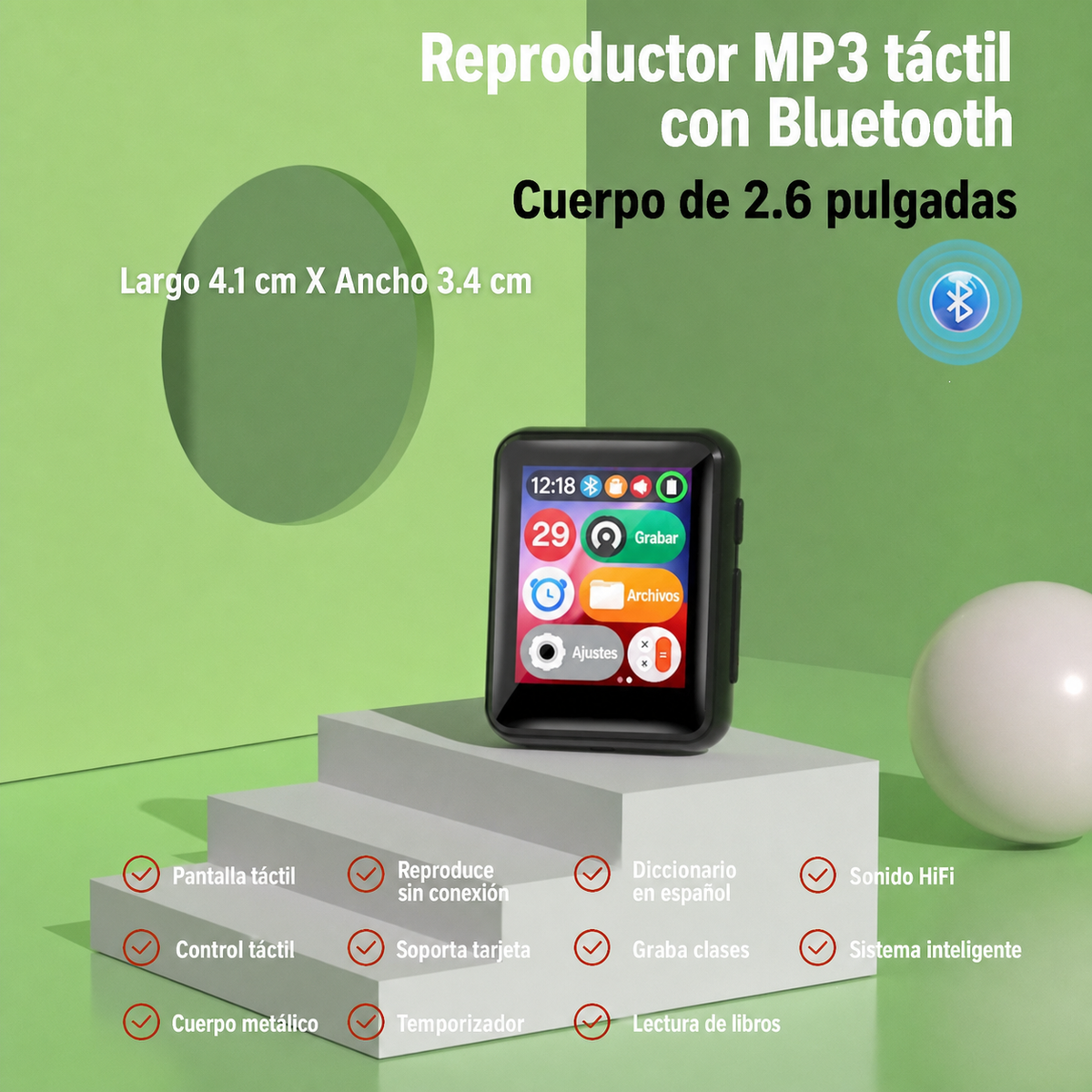 Reproductor MP3 táctil y lector de ebooks | Bluetooth - 8