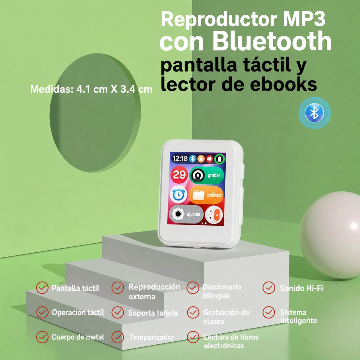 Reproductor MP3 táctil y lector de ebooks | Bluetooth - 9