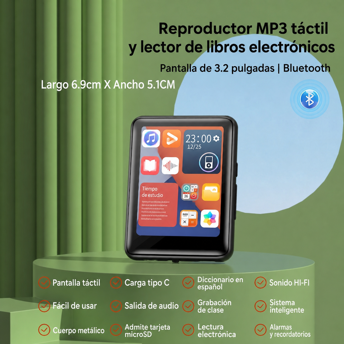 Reproductor MP3 táctil y lector de ebooks | Bluetooth