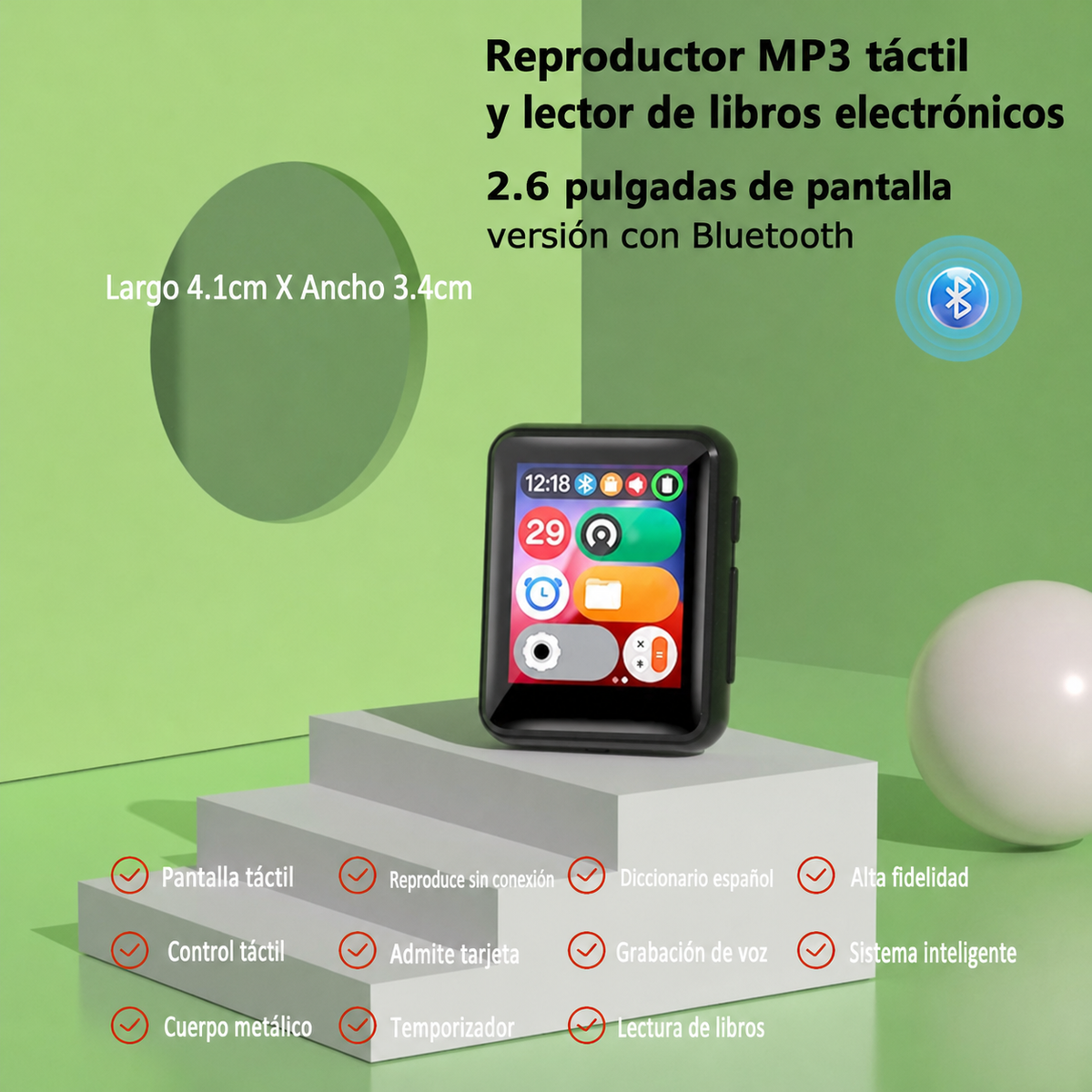 Reproductor MP3 táctil y lector de ebooks | Bluetooth