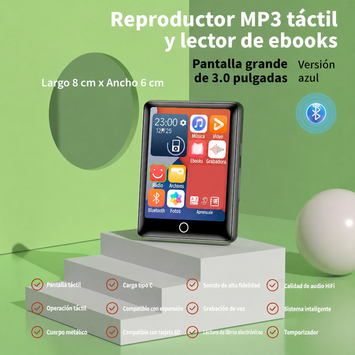 Reproductor MP3 táctil y lector de ebooks | Bluetooth