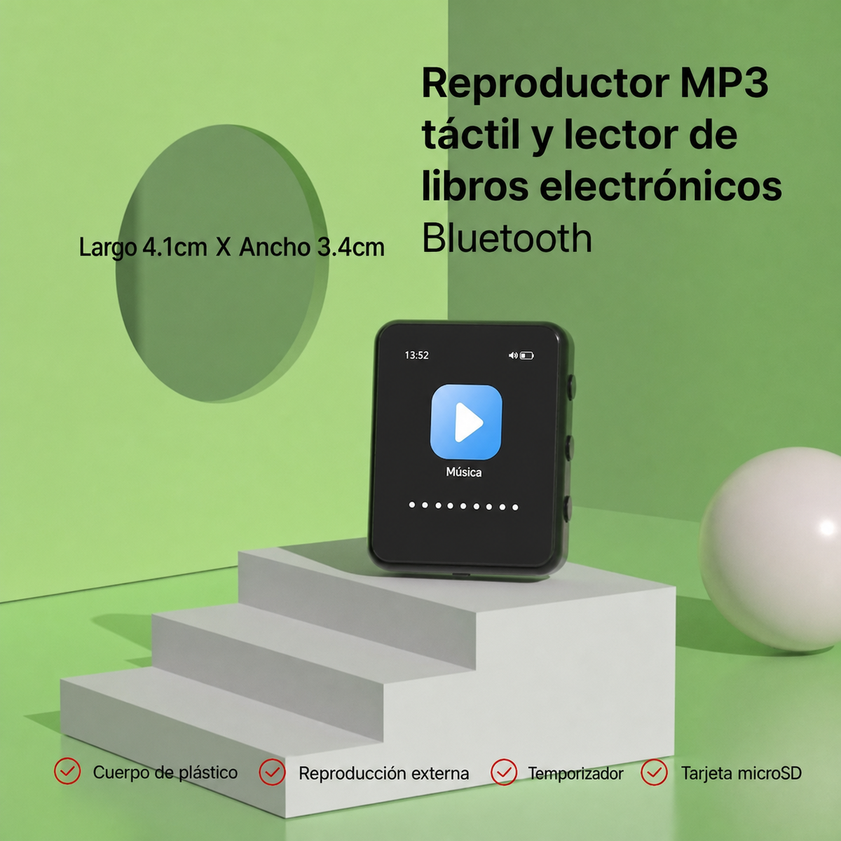 Reproductor MP3 táctil y lector de ebooks | Bluetooth