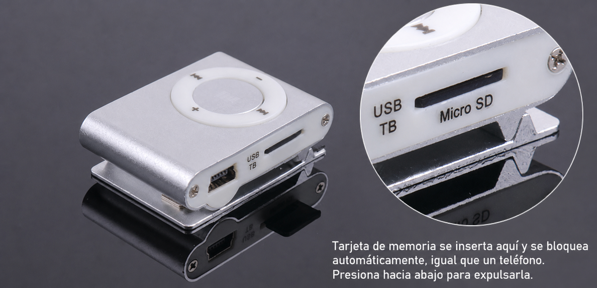 Reproductor MP3 Mini con Clip Metálico sin Pantalla - 14