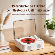 Reproductor de CD retro con Bluetooth y USB multifunción - 1