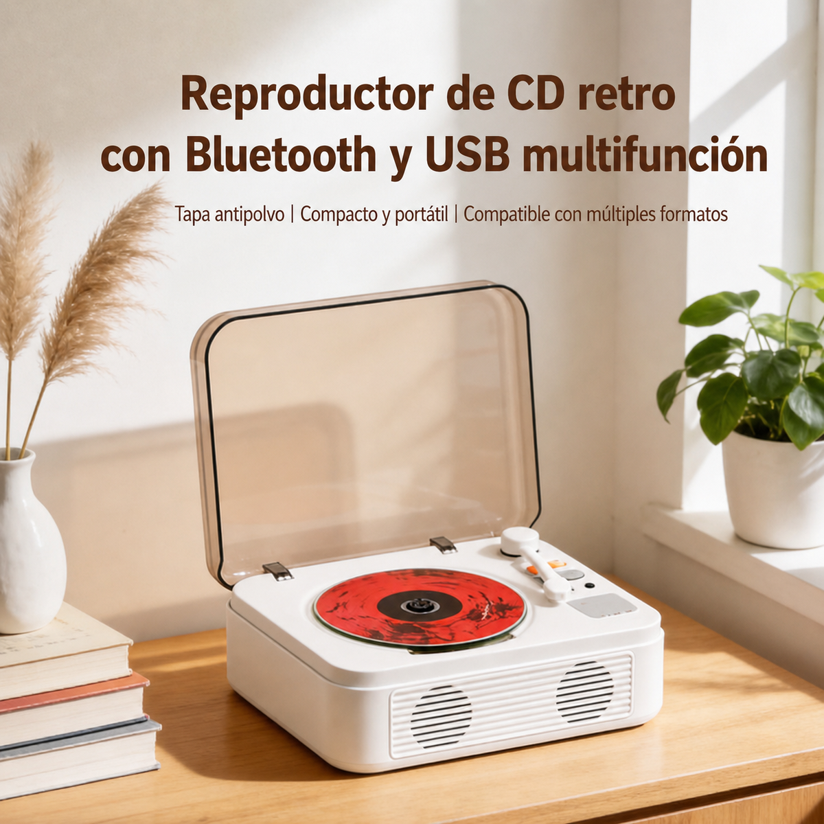 Reproductor de CD retro con Bluetooth y USB multifunción - 1