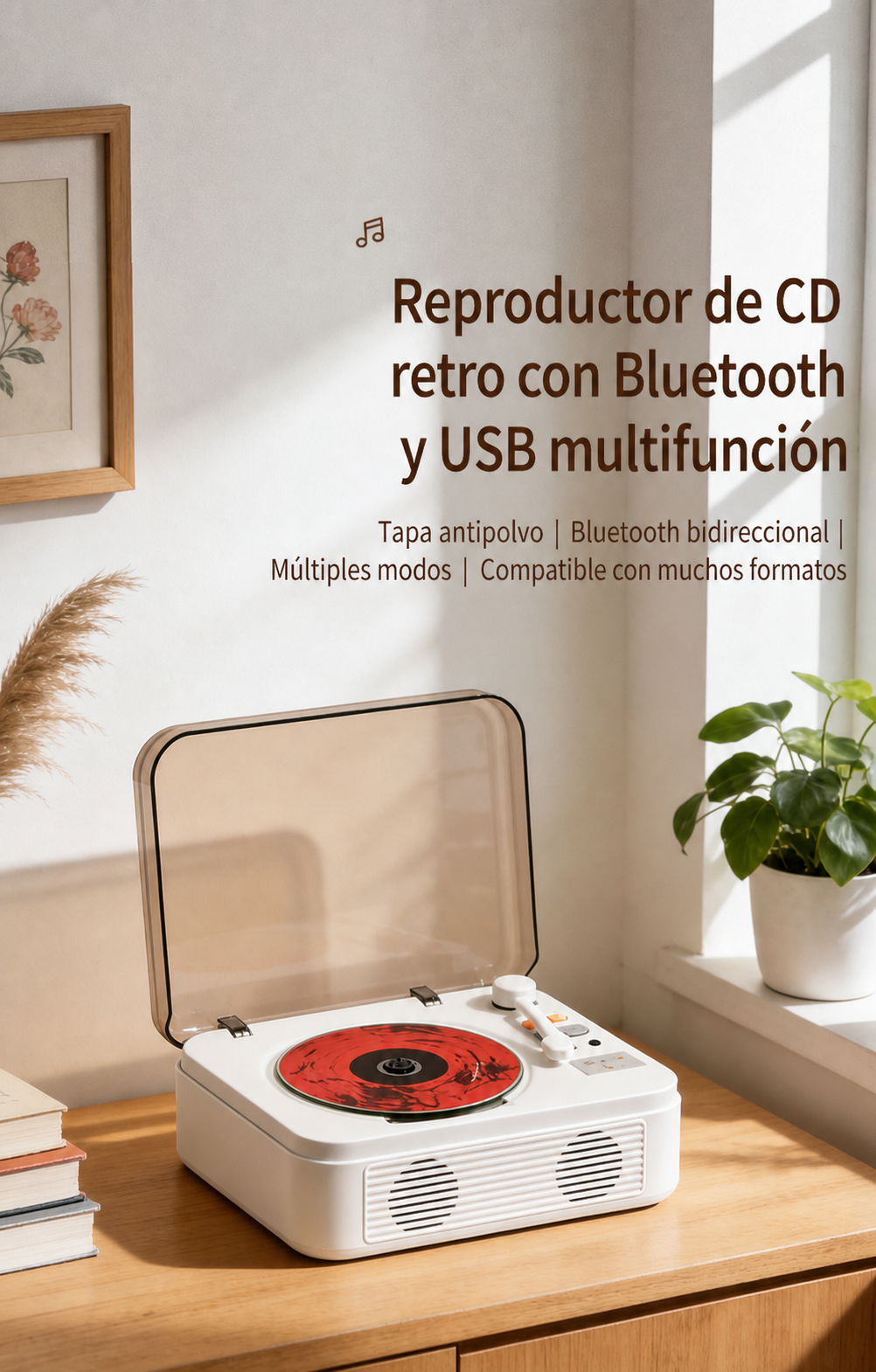 Reproductor de CD retro con Bluetooth y USB multifunción - 11