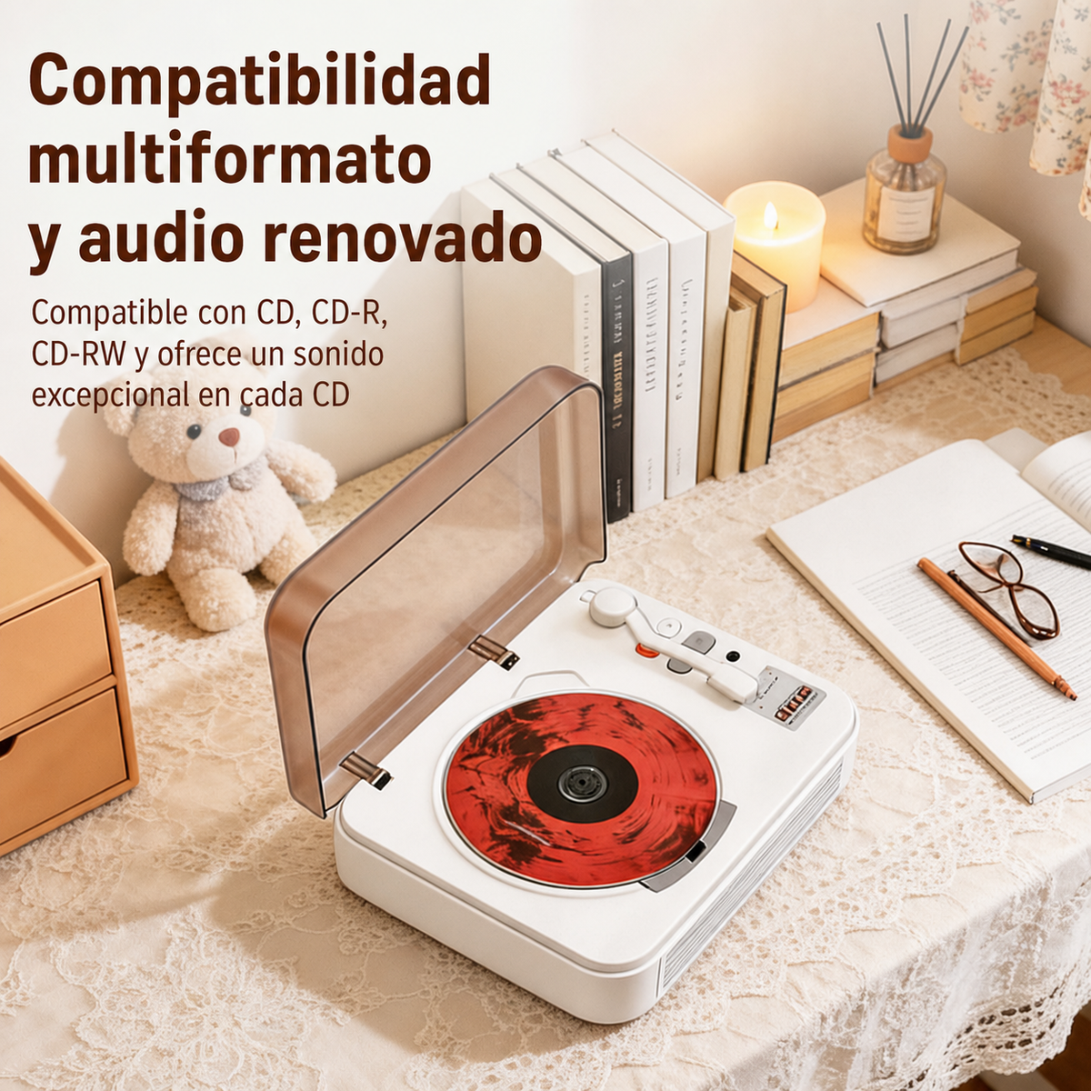 Reproductor de CD retro con Bluetooth y USB multifunción - 4