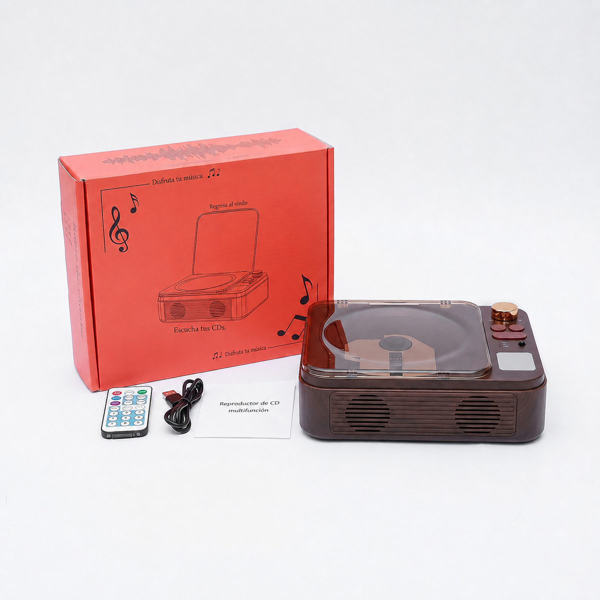 Reproductor de CD retro con Bluetooth y USB multifunción