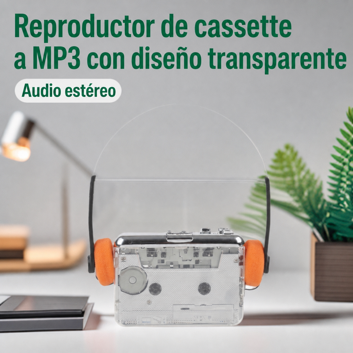 Reproductor de cassette a MP3 con diseño transparente - 1