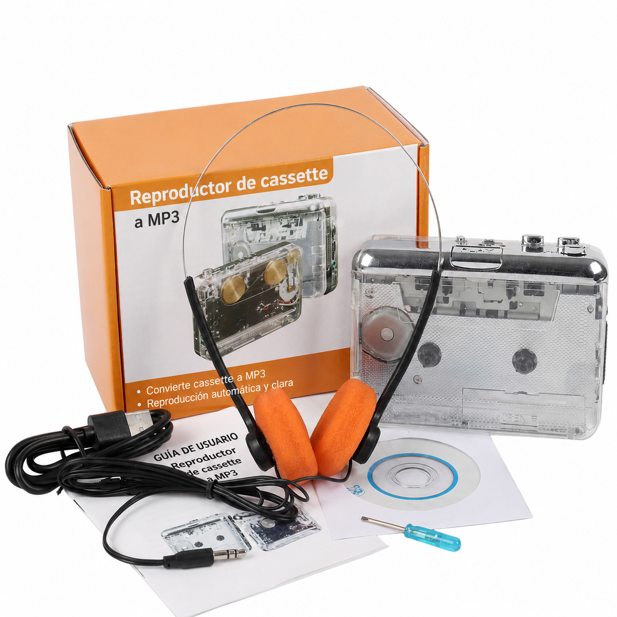 Reproductor de cassette a MP3 con diseño transparente - 13