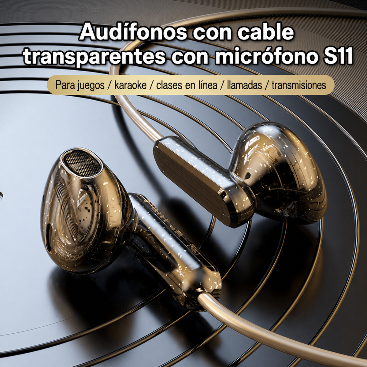 Audífonos con cable transparentes con micrófono S11 - 1