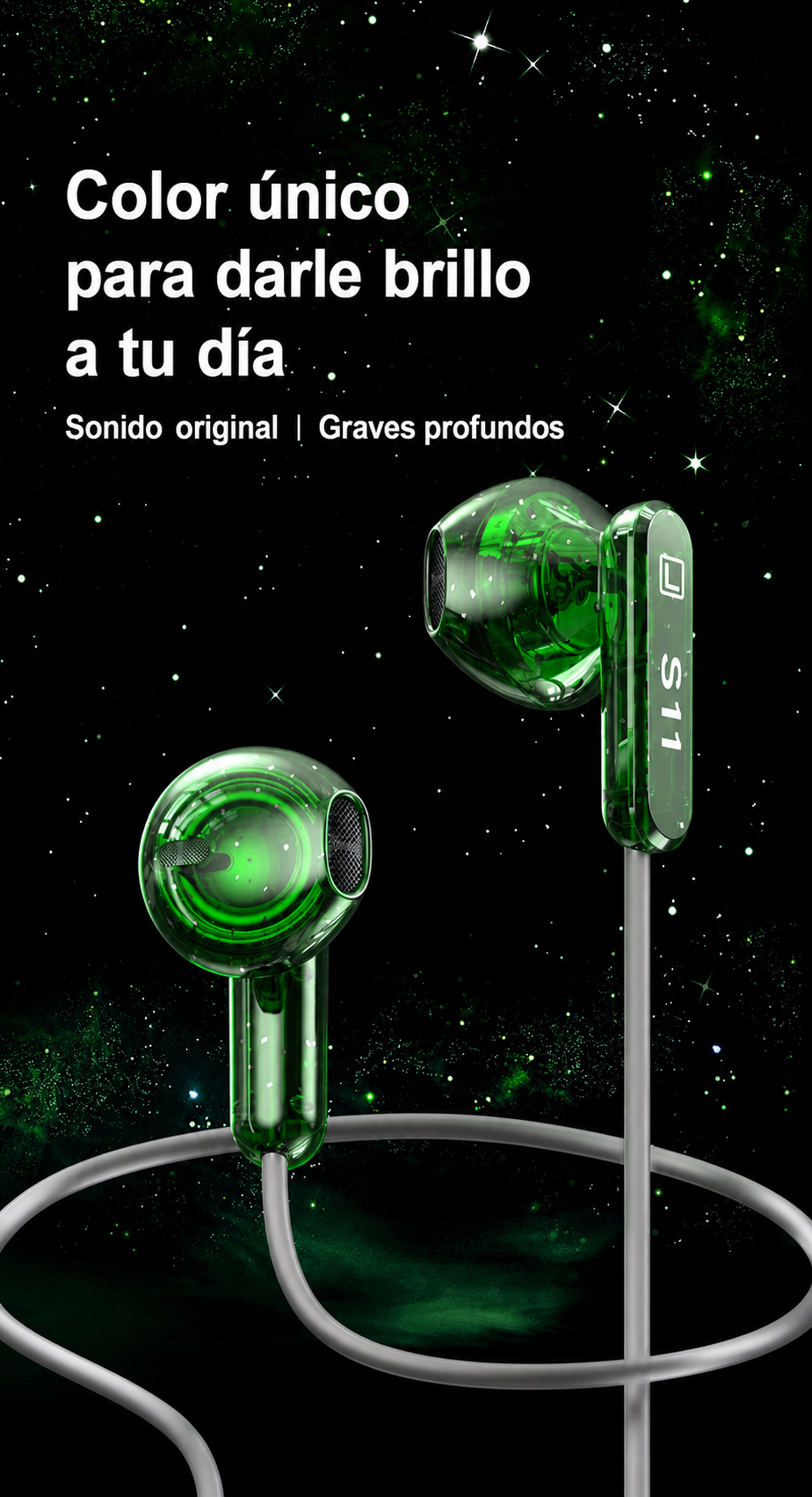 Audífonos con cable transparentes con micrófono S11 - 11