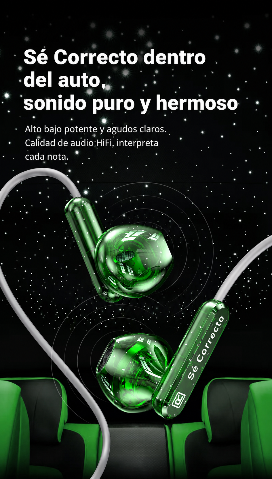 Audífonos con cable transparentes con micrófono S11 - 14