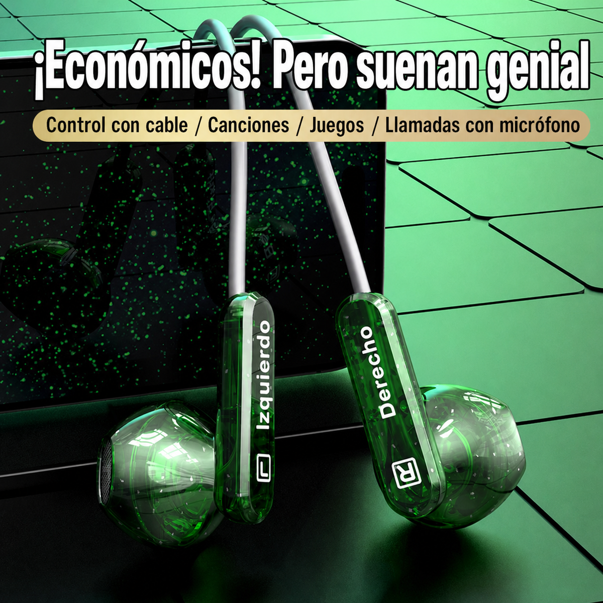 Audífonos con cable transparentes con micrófono S11 - 2
