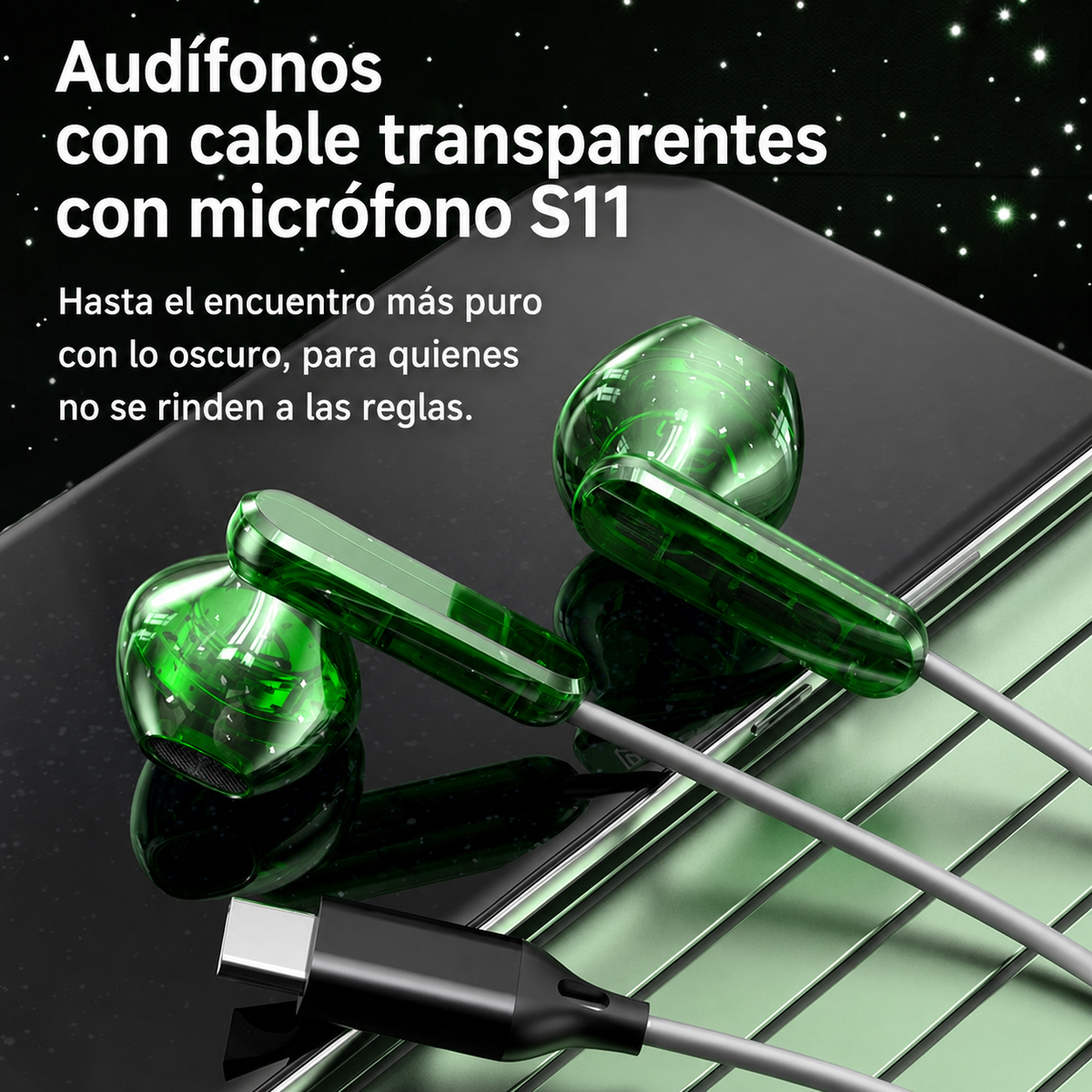 Audífonos con cable transparentes con micrófono S11 - 3