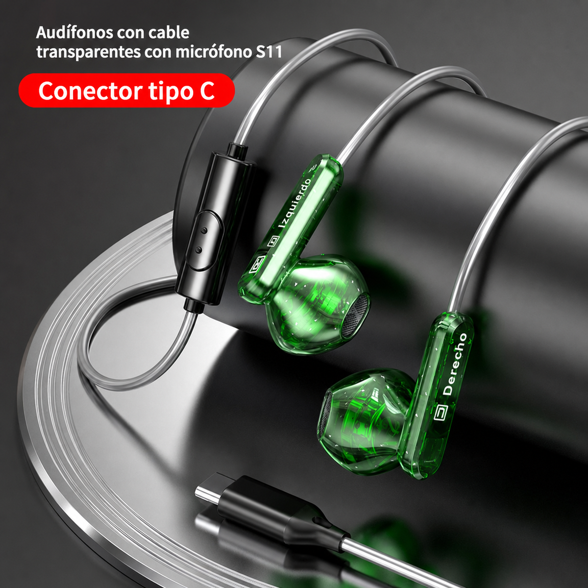 Audífonos con cable transparentes con micrófono S11 - 6