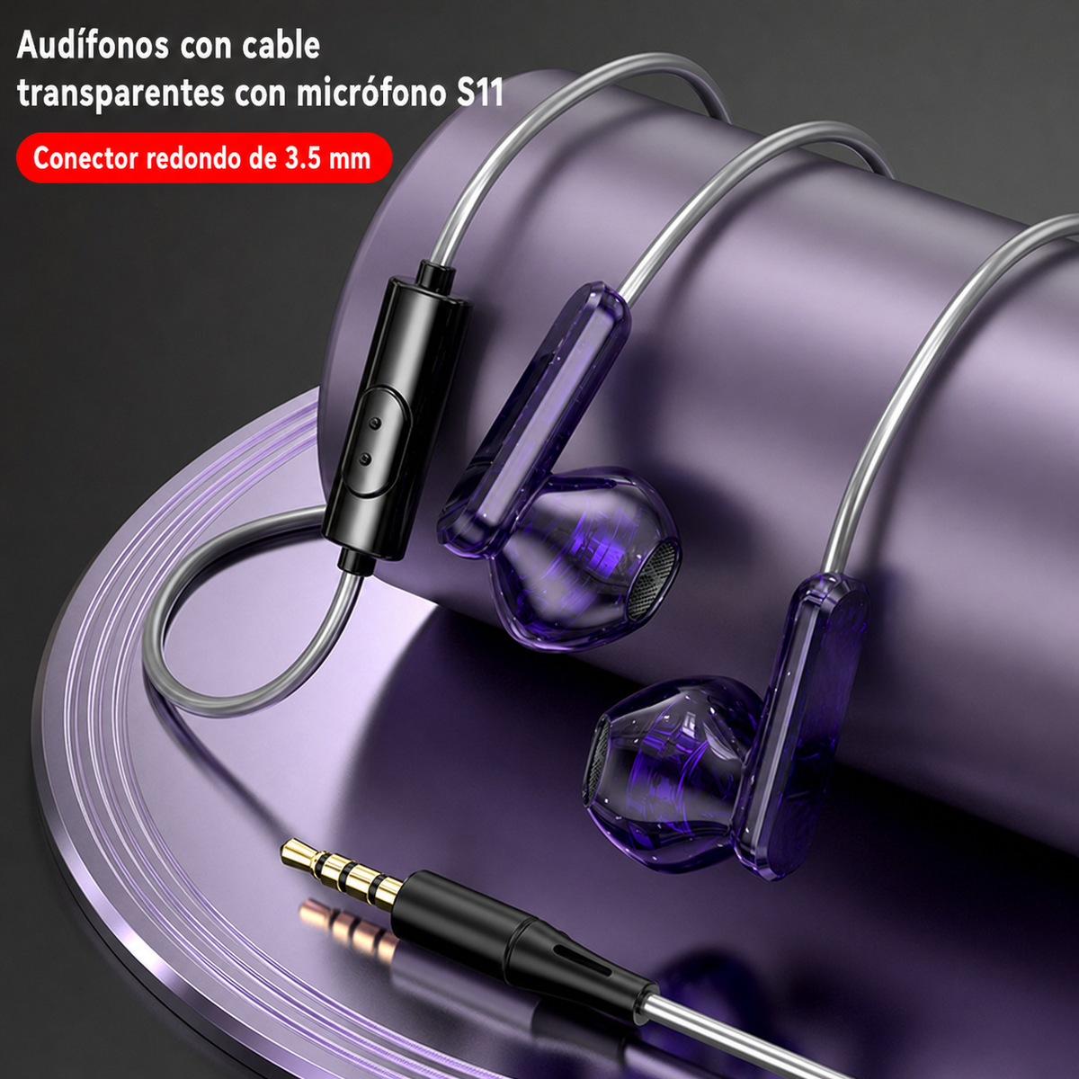 Audífonos con cable transparentes con micrófono S11
