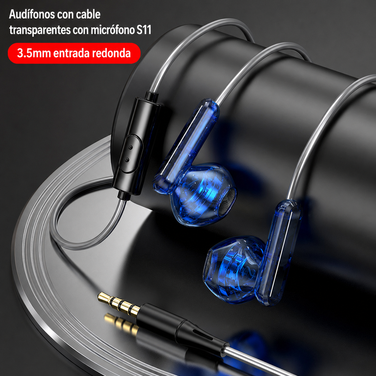 Audífonos con cable transparentes con micrófono S11