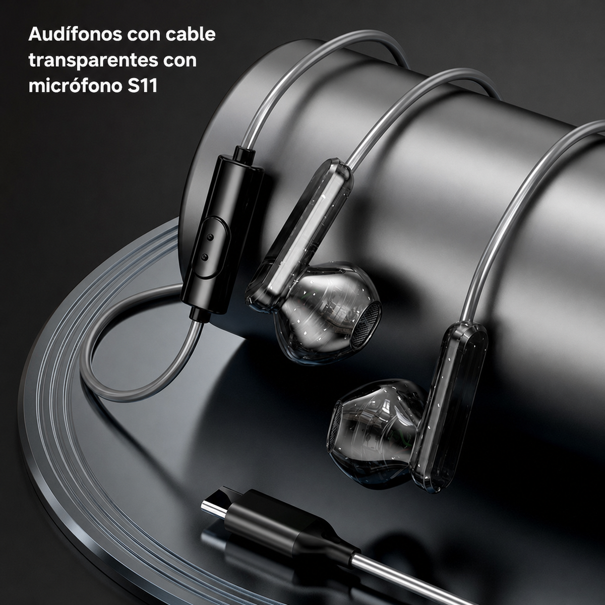 Audífonos con cable transparentes con micrófono S11