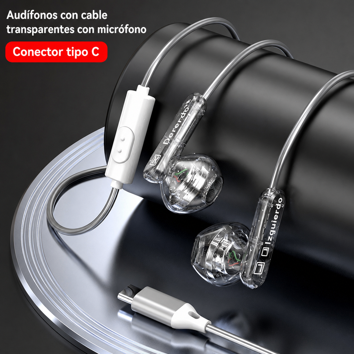 Audífonos con cable transparentes con micrófono S11