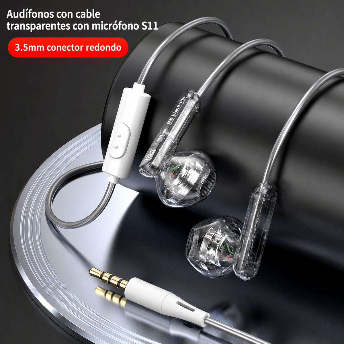 Audífonos con cable transparentes con micrófono S11
