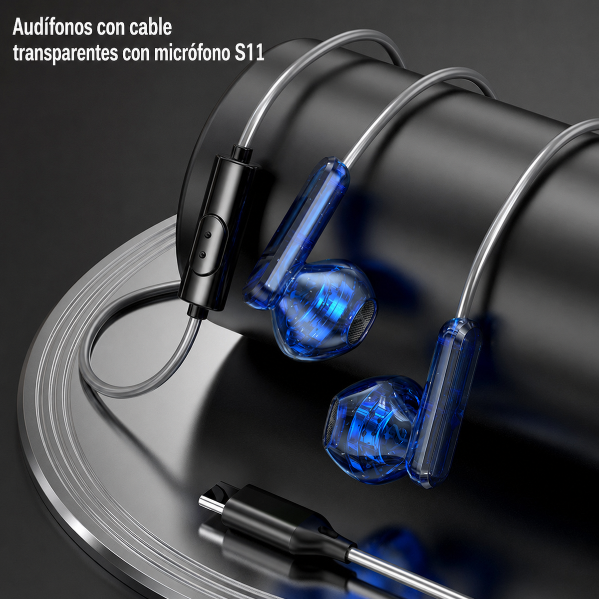 Audífonos con cable transparentes con micrófono S11