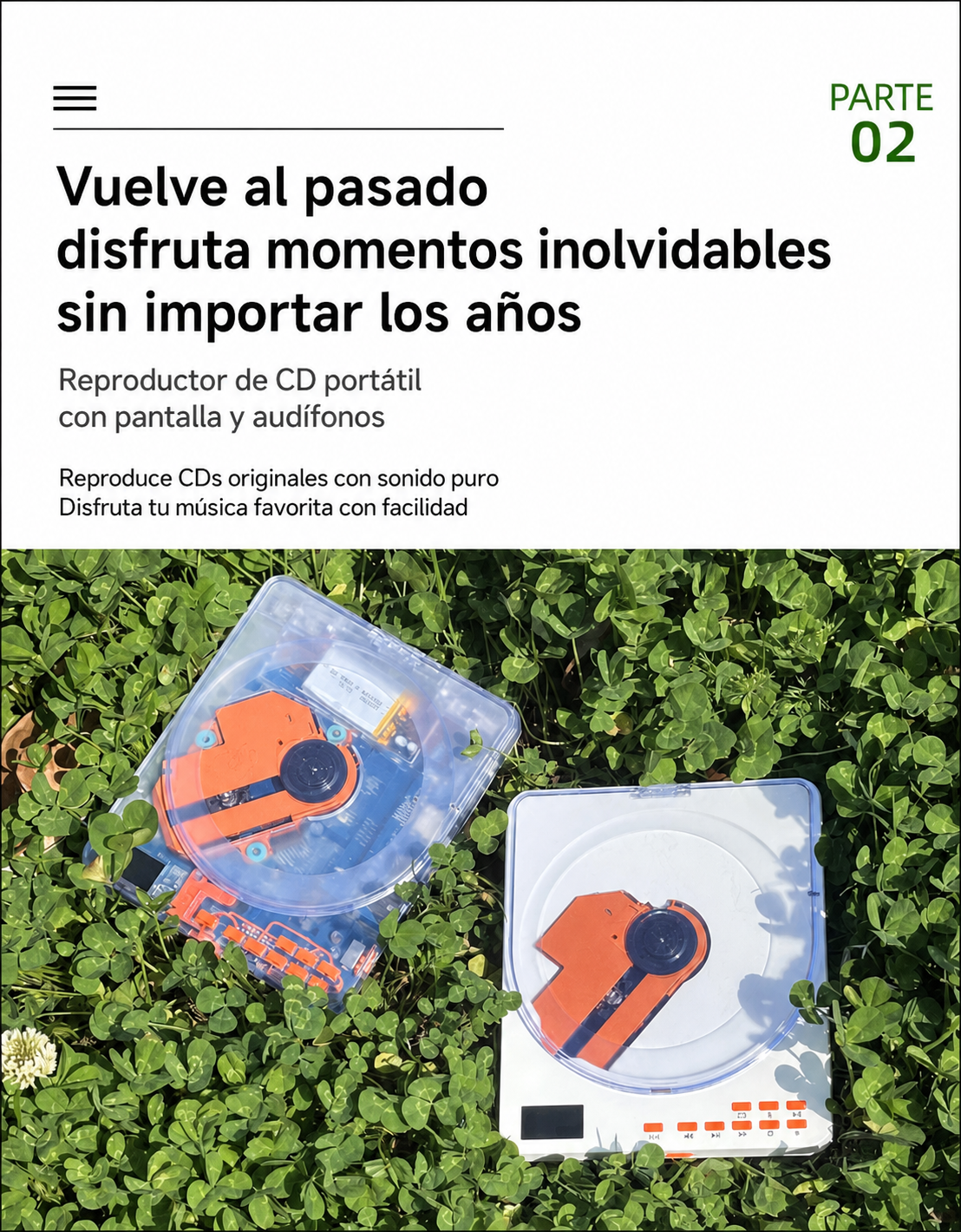 Reproductor de CD portátil con pantalla y audífonos - 12