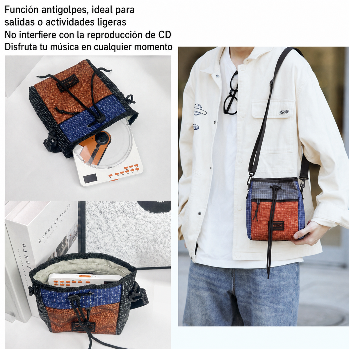 Reproductor de CD portátil con pantalla y audífonos - 5
