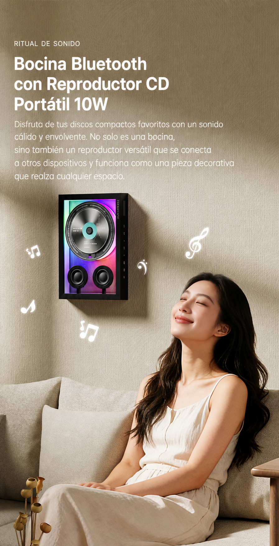 Bocina Bluetooth con Reproductor CD Portátil 10W - 8