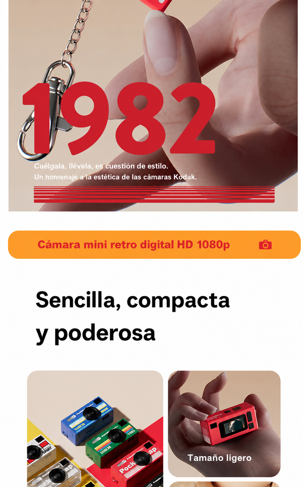 Cámara mini retro digital HD con video 1080p - 12