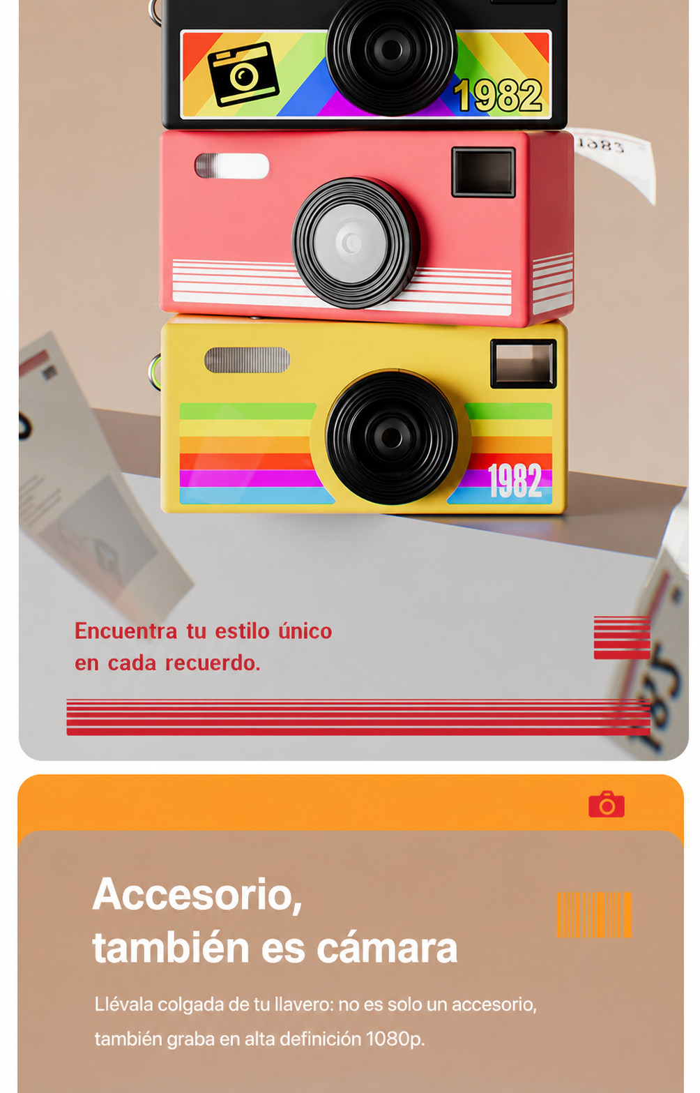 Cámara mini retro digital HD con video 1080p - 14