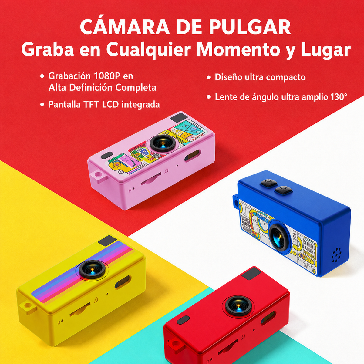 Cámara CCD Mini Retro con Múltiples Filtros y Video 1080P - 4