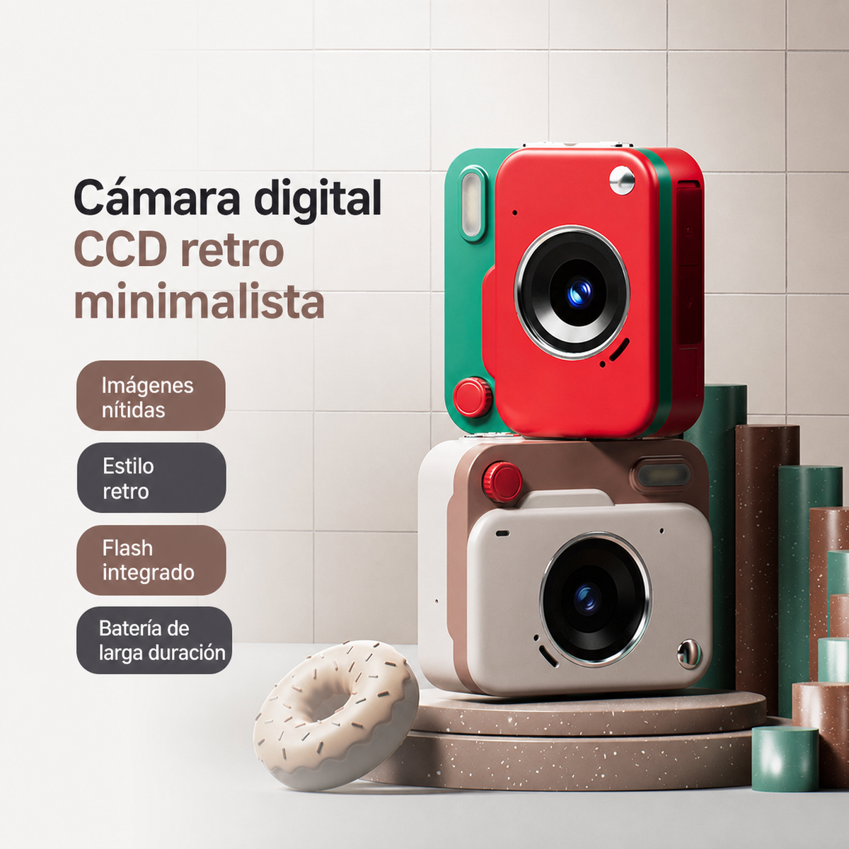 Cámara Digital CCD Retro Minimalista 8 MP - 3